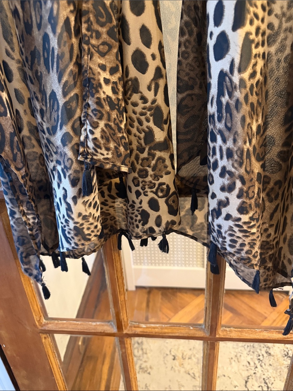 Ultra Pink Leopard Print Sheer Kimono in Taupe and Black Size 1x - Picture 3 of 4